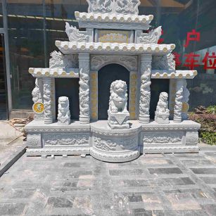 淮安芝麻白中国黑石材套墓 花岗岩墓碑